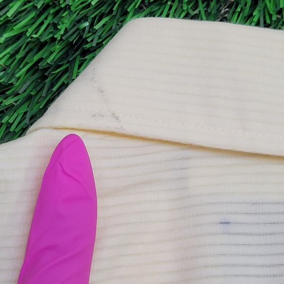 Vintage Polyester Textured Button Shirt Large 22x31 Yellow - Picture 9 of 12